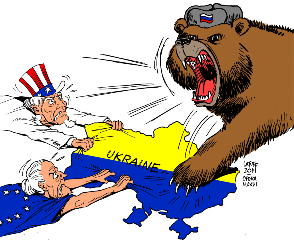 Der russische Bär, Uncle Sam und Europa streiten sich um die Ukraine